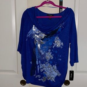 NWT Plus size cowl neck 3/4 sleeve top 1x
